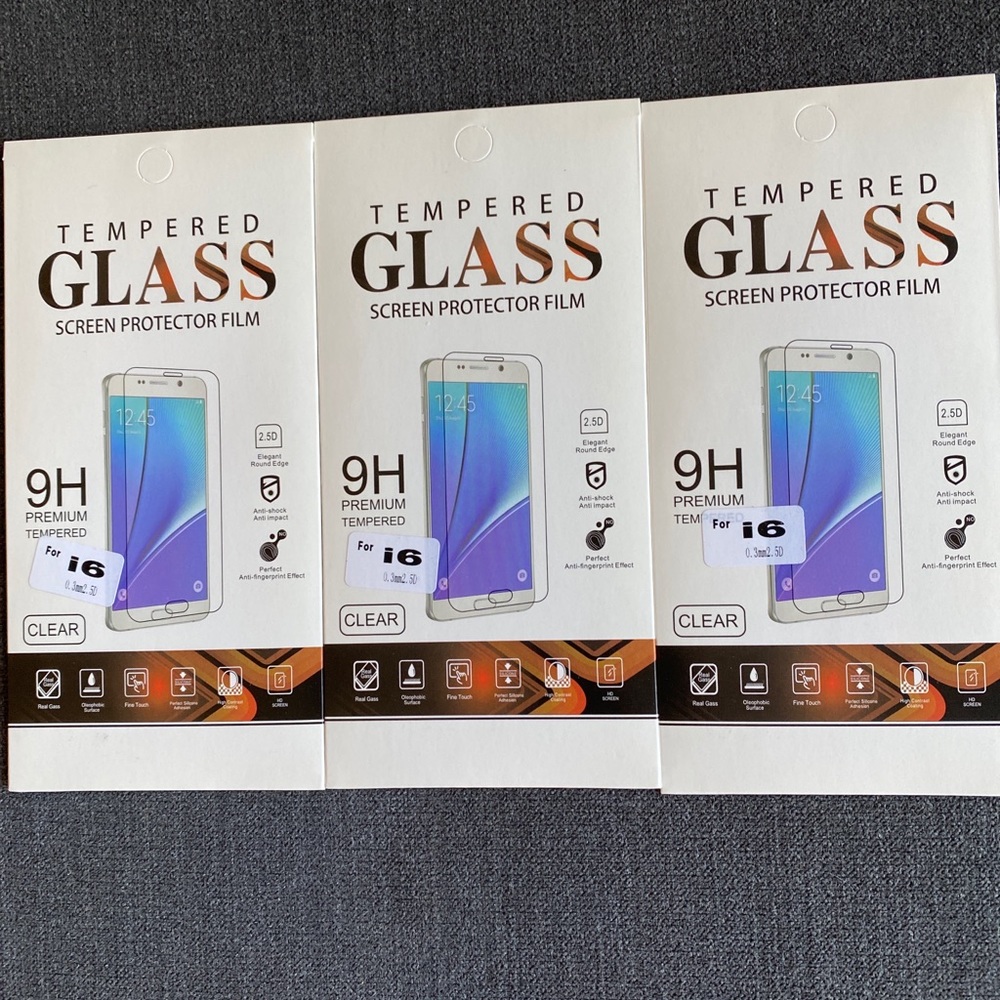 (Pack of 3) Tempered glass screen protectors for Apple iPhone 6